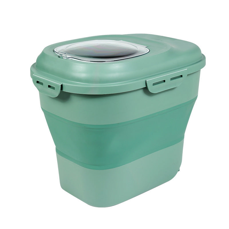 Folding pet food storage barrel sealed fresh-keeping cat food dog food storage tank moisture-proof foldable convenient storage box