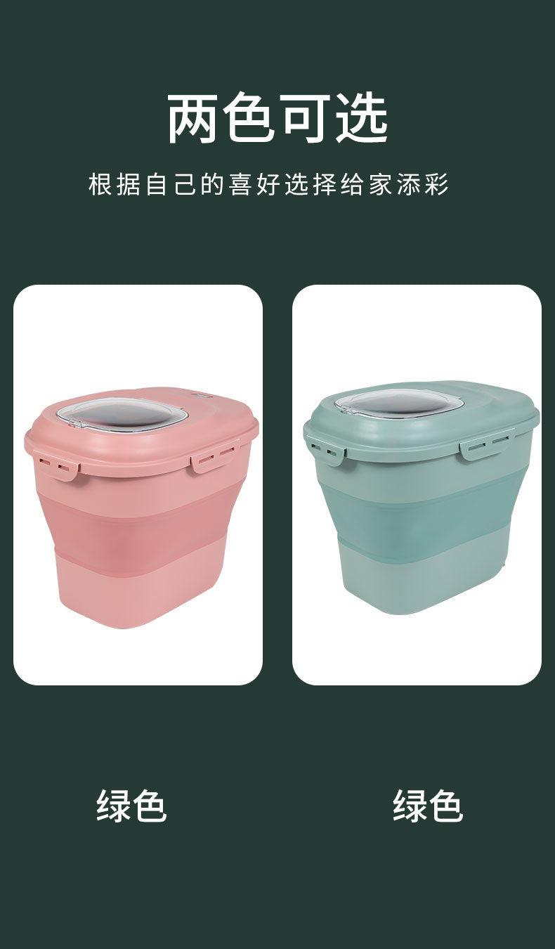 Folding pet food storage barrel sealed fresh-keeping cat food dog food storage tank moisture-proof foldable convenient storage box